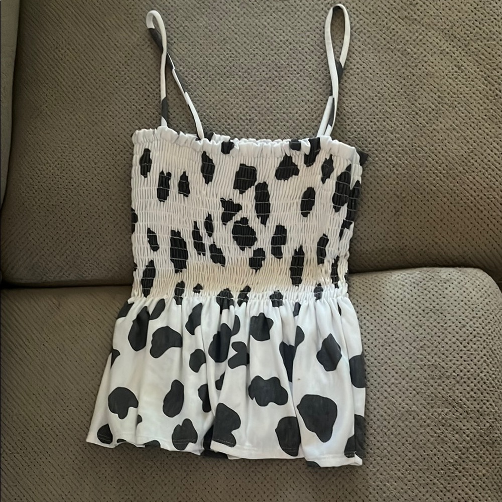 BiBi Black and White Spotted Tank Top
